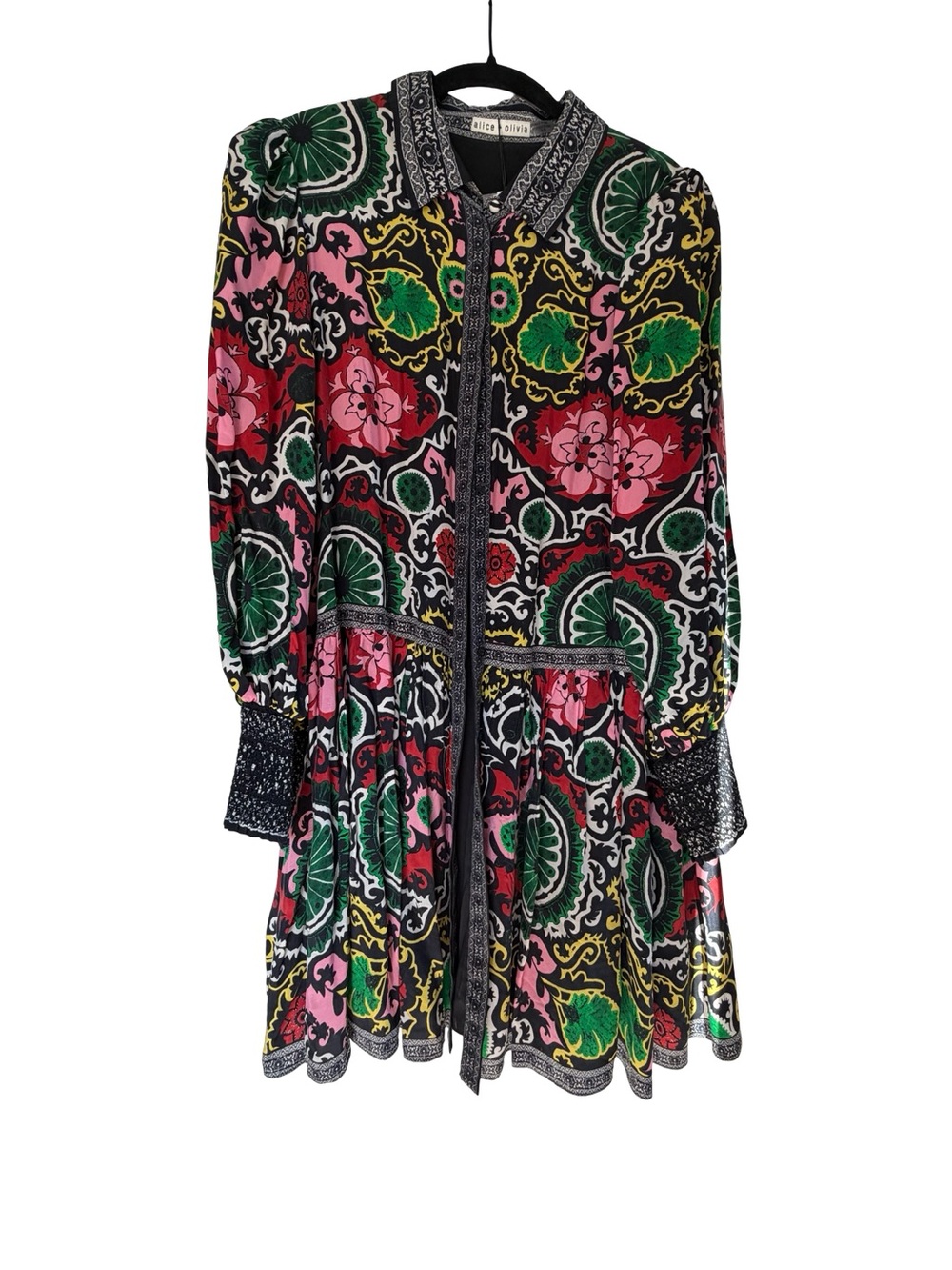 Alice + Olivia Multicolor Floral-Print Long Sleeve Dress